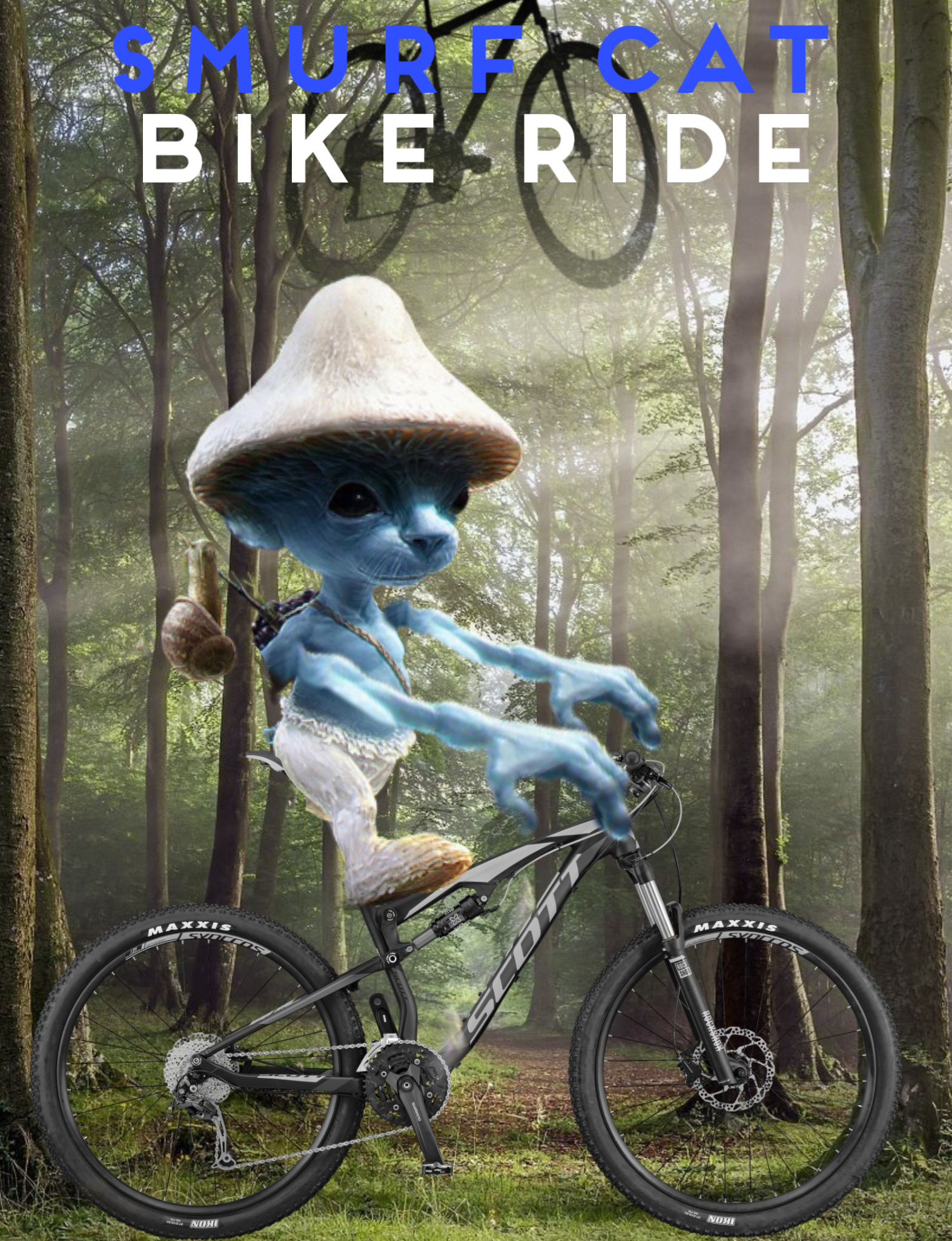 Smurf cat bike ride